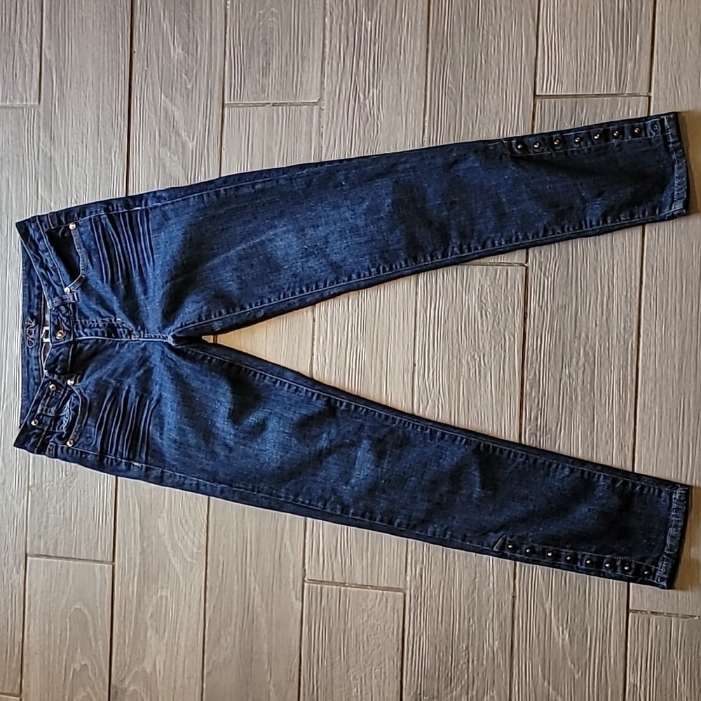 Cache Dark Blue Skinny Jeans with Studded Hem